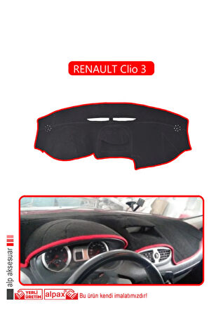Renault Clio 3 Torpido Koruma  Halısı -  Kırmızı Kenar