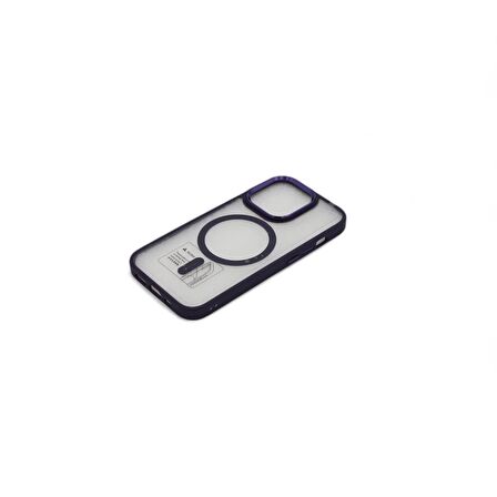 IPHONE 14 PRO KILIF SİLİKON ROOM MAGNETICSAFE  SERT KAPAK DERİN MOR