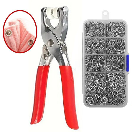 By Nevser® 200 adet Paslanmaz Çelik Çıtçıt ve Pense Seti Metal Çıt Çıt Makinesi