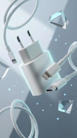 25W Güçlü Hızlı Şarj Cihazı ve 2 Adet Dayanıklı Type-C to Lightning Şarj Kablosu
