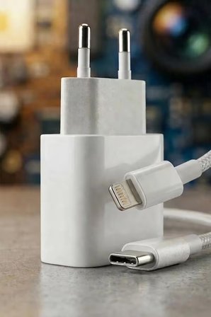 25W Güçlü Hızlı Şarj Cihazı ve 2 Adet Dayanıklı Type-C to Lightning Şarj Kablosu