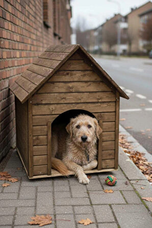 Reyo Pet Suya Soğuğa Dayanıklı Lüks Büyük Boy Ahşap Köpek Kulübesi Sokak Köpek Evi 100x100x78 cm Cev