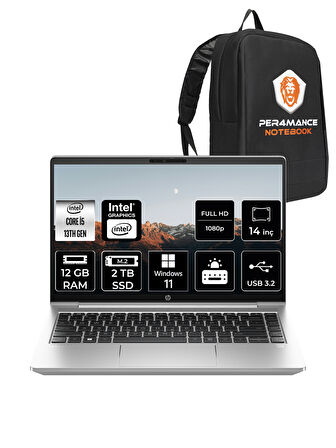 HP ProBook 440 G10 Intel Core i5 1335U 12GB 2TB SSD 14" FHD W11H Taşınabilir Bilgisayar & PER4 Çanta