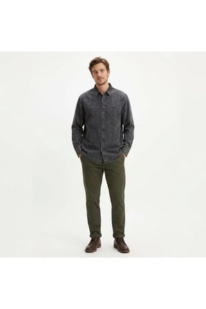 relaxed fit pamuk erkek kot gömlek--koyu füme-- Gri / XL