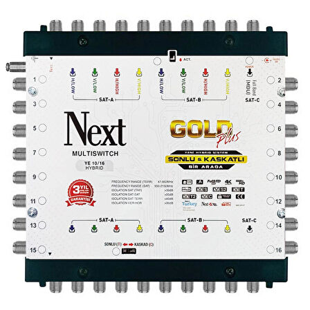 NEXT Sonlu Kaskatlı Uydu Santral 10/16 Multiswitch Hibrit