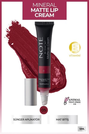 Mineral Matte Lip Cream Yarı Mat Bitişli Likit Ruj 05 Plum Wine - Kırmızı