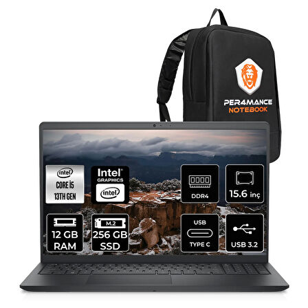 Dell Inspiron 15 3530 i5 1334U 12GB 256GB SSD 15.6'' FHD 120Hz FDOS Dizüstü Laptop & PER4 ÇANTA