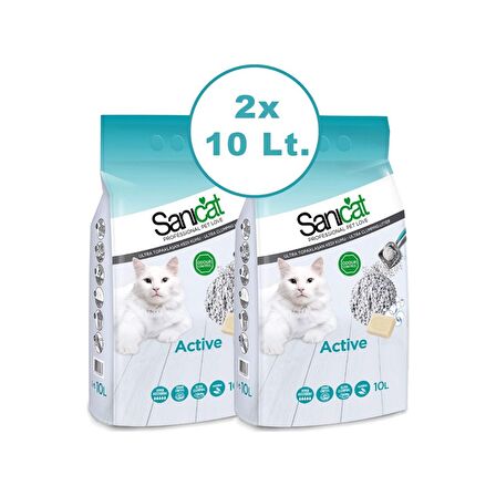 Sanicat Active Topaklaşan Marsilya Sabunu Kokulu İnce Kedi Kumu 2 x 10 Lt