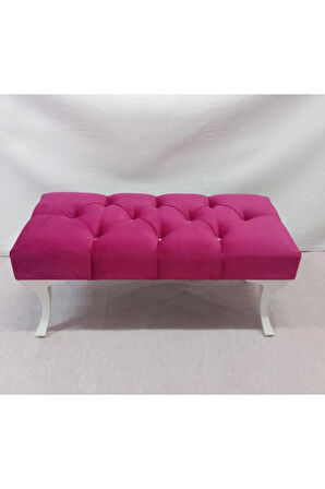 Kapitoneli Kapıönü Ayak Ucu Bench Puf Makyaj Koltuğu– 80 x 40 cm - Fuşya