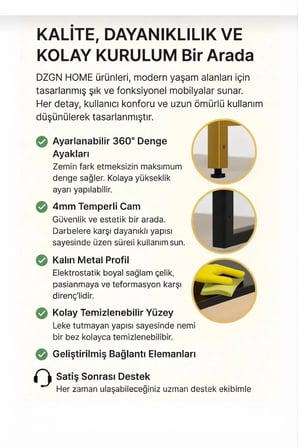Rapid Dresuar Kahve Köşesi Modern Konsol Şeffaf Cam 100* 20*85