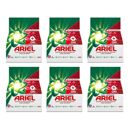 Ariel Oxi Beyazlara Özel Aqua Pudra Toz Çamaşır Deterjanı 3 Kg x 6 Adet