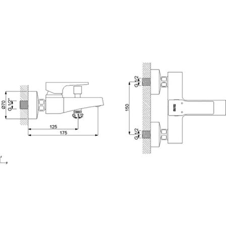 Newarc Aqua 941511BS Siyah Banyo Bataryası