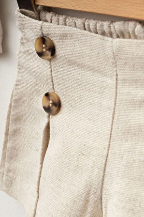 Kız Bebek Keten Yelekli Yazlık Şortlu Takım