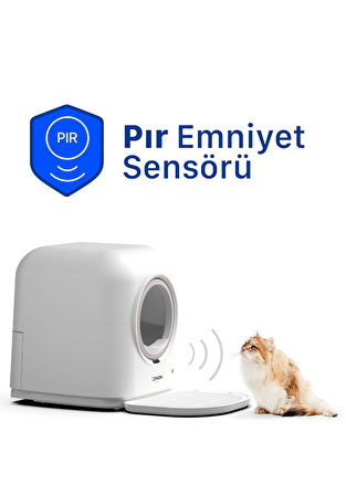 Akıllı Otomatik Kedi Tuvaleti Wi-Fi Uygulama ile Uzaktan Kontrol, 60 L Hazne, 6 L Atık haznesi-UV Kötü Koku Temizleme 40 Adet Çöp Torbası ve Koku tableti Hediyeli X8620 