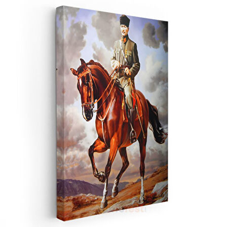 Atlı Atatürk - Askeri Üniformalı Komutan Kanvas Tablo