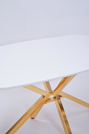 Çapraz Beyaz High Gloss Yemek Masası 90*160 cm