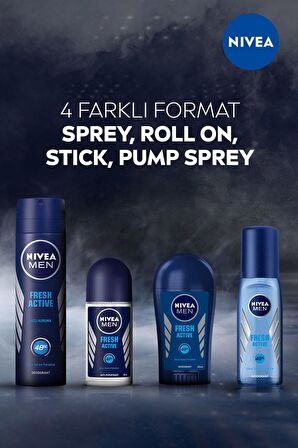 Nivea MEN erkek Sprey Deodorant Fresh Active 150ml x2 Adet, 48 Saat Koruma