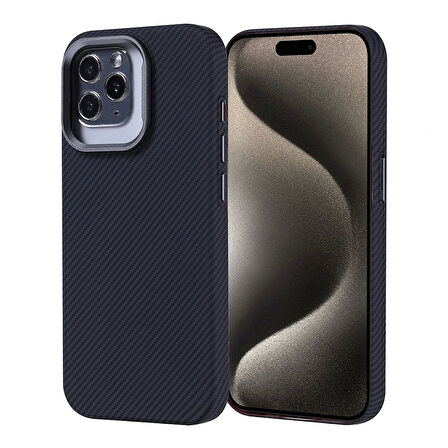 Apple iPhone 15 Pro Kılıf Magsafe Şarj Özellikli Karbon Fiber Görünümlü Redclick Nekst Kapak