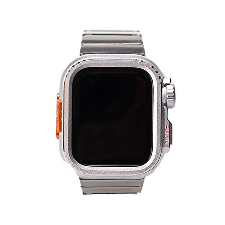 Apple Watch 7 45mm Redclick KRD-126 Kordon + Sert Kasa Koruyuculu Metal Kordon