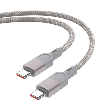 iPad iPhone Android Type-C to Type-C PD 100W Örgü Tasarımlı Hızlı Şarj Özellikli Data ve Şarj Kablosu 1M