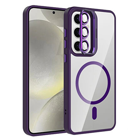 Galaxy S25 Kılıf Standlı ve Kamera Lens Hediyeli M-Safe Şarj Özellikli Redclick Etro Kapak