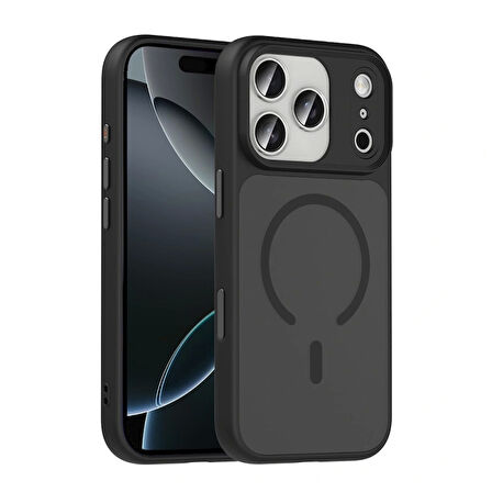 Apple Uyumlu iPhone 17 Pro Max Kılıf Mat Arka Yüzey Wireless Şarj Özellikli Redclick Flet M-safe Kapak