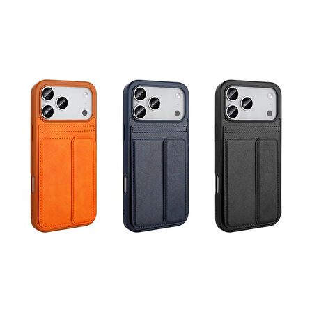 Apple Uyumlu iPhone 17 Pro Kılıf PU Deri Kartlıklı Redclick Sevilla Kapak