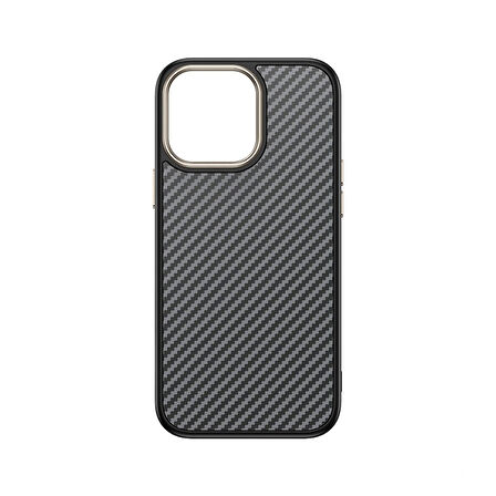 Apple iPhone 15 Pro Max Kılıf M-safe Şarj Özellikli Karbon Fiber Görünümlü Redclick Antina Kapak