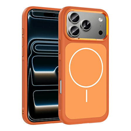 Apple iPhone 17 Pro Max Kılıf M-Safe Şarj Özellikli Metal Kamera Çerçeveli Redclick Sanremo Silikon Kapak