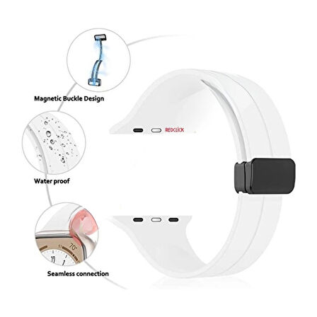 Apple Watch 10 Serisi 42mm Redclick KRD-84 Magnetik Toka Spor Silikon Kordon