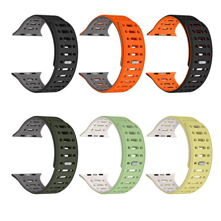 Apple Watch 7 45mm Redclick KRD-124 Silikon Kordon Terletmeyen Delikli Strap Kayış