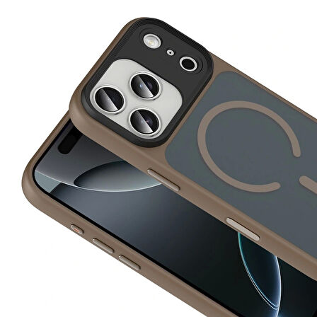 Apple Uyumlu iPhone 17 Pro Max Kılıf Mat Arka Yüzey Wireless Şarj Özellikli Redclick Flet M-safe Kapak