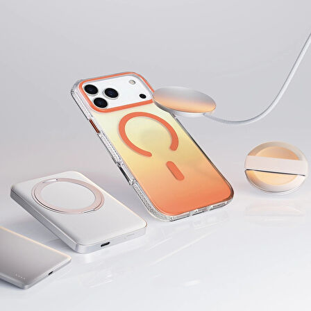 Apple iPhone 17 Pro Max Kılıf M-safe Şarj Özellikli Transparan Renk Geçişli Redclick Toros Kapak