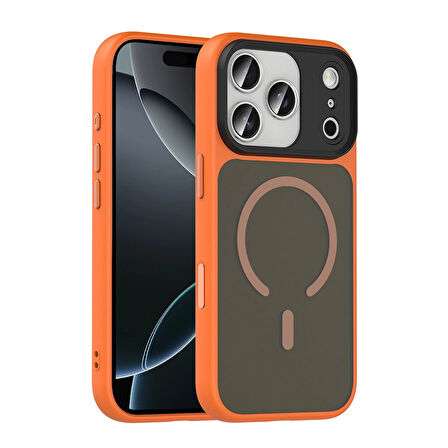 Apple Uyumlu iPhone 17 Pro Max Kılıf Mat Arka Yüzey Wireless Şarj Özellikli Redclick Flet M-safe Kapak