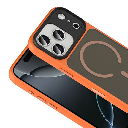 Apple Uyumlu iPhone 17 Pro Max Kılıf Mat Arka Yüzey Wireless Şarj Özellikli Redclick Flet M-safe Kapak