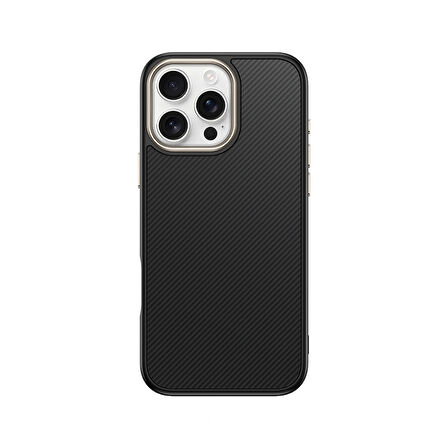 Apple iPhone 16 Pro Max Kılıf M-safe Şarj Özellikli Karbon Fiber Görünümlü Redclick Antina Kapak