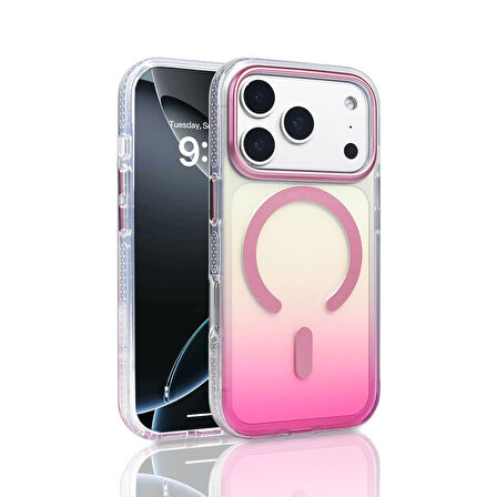 Apple iPhone 17 Pro Kılıf M-safe Şarj Özellikli Transparan Renk Geçişli Redclick Toros Kapak