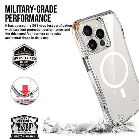 iPhone 16 Pro Kılıf Magsafe Şarj SGS Military Test Sertifikalı Şeffaf Redclick İncek Kapak