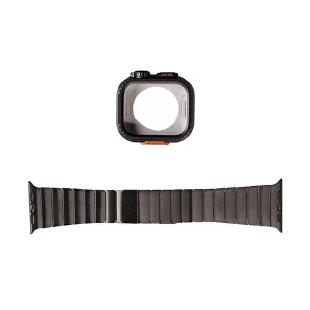 Apple Watch Ultra 2 49mm Redclick KRD-126 Kordon + Sert Kasa Koruyuculu Metal Kordon