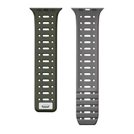Watch 10 42mm Redclick KRD-124 Silikon Kordon Terletmeyen Delikli Strap Kayış