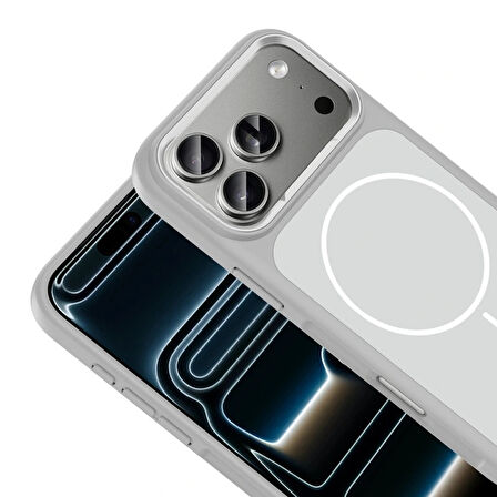 Apple iPhone 17 Pro Max Kılıf M-Safe Şarj Özellikli Metal Kamera Çerçeveli Redclick Sanremo Silikon Kapak