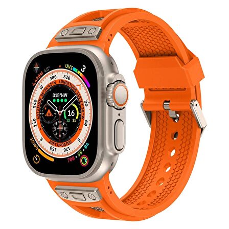 Watch Ultra 49mm Redclick KRD-117 Hava Alabilen Delikli Metal Desenli Silikon Kordon