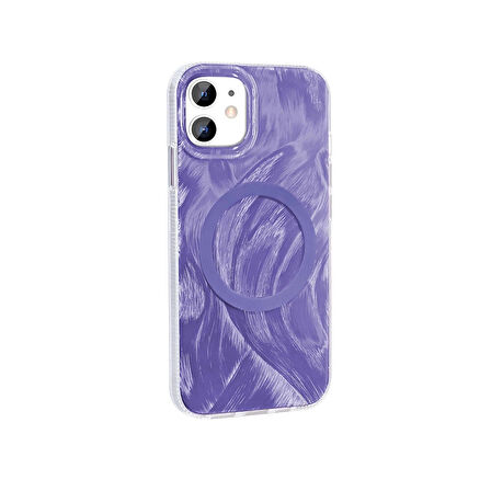 Apple iPhone 11 Kılıf Magsafe Şarj Özellikli Fırça Boya Desenli Redclick Palet Kapak