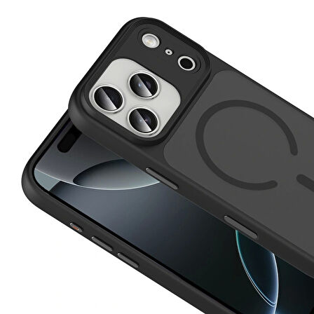 Apple Uyumlu iPhone 17 Pro Kılıf Mat Arka Yüzey Wireless Şarj Özellikli Redclick Flet M-safe Kapak