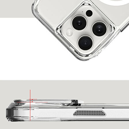 Apple iPhone 16 Pro Max Kılıf Magsafe Şarj Özellikli Airbagli Şeffaf Redclick İncek Kapak