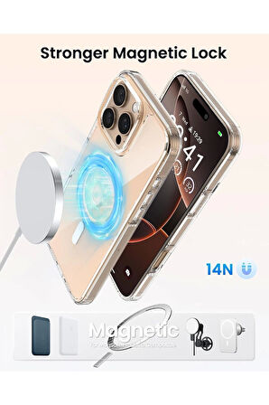 Apple iPhone 16 Pro Max Kılıf Redclick Magsafe Şarj Özellikli Şeffaf Tek Sararmayan Porto Kapak