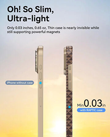 Apple iPhone 16 Pro Max Kılıf M-safe Şarj Özellikli Raptic Aramid Skin Origin Serisi Kapak