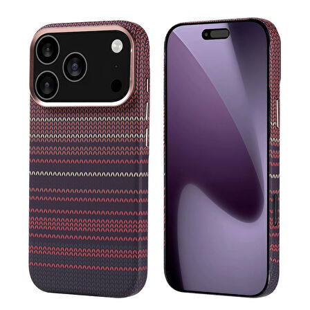 Apple iPhone 17 Pro Kılıf M-safe Şarj Özellikli Karbon Fiber Görünümlü Redclick Nekst Kapak