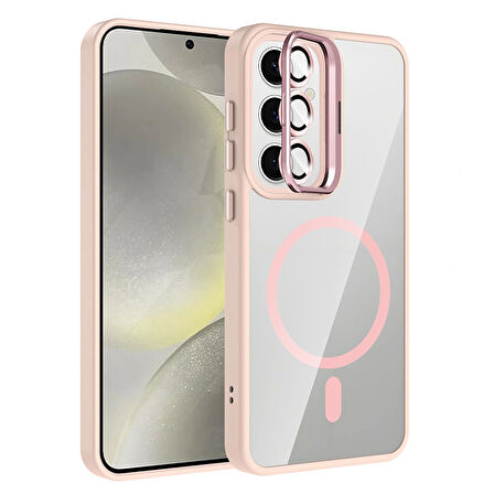 Galaxy S25 Kılıf Standlı ve Kamera Lens Hediyeli M-Safe Şarj Özellikli Redclick Etro Kapak