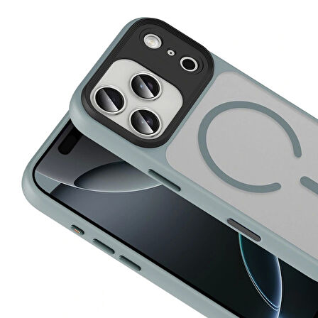 Apple Uyumlu iPhone 17 Pro Max Kılıf Mat Arka Yüzey Wireless Şarj Özellikli Redclick Flet M-safe Kapak